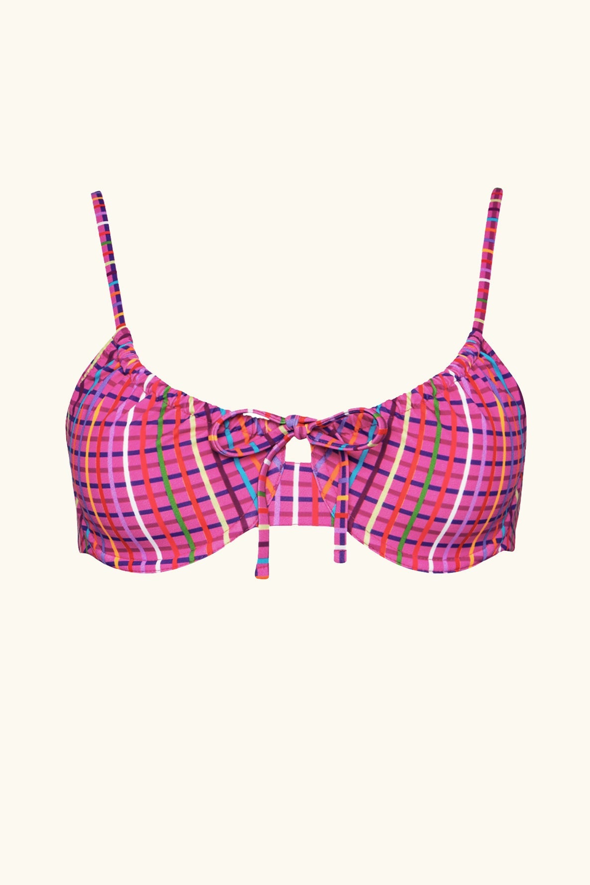 pink multicolored 90s inspired bikini top