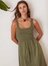 olive green tank top maxi dress