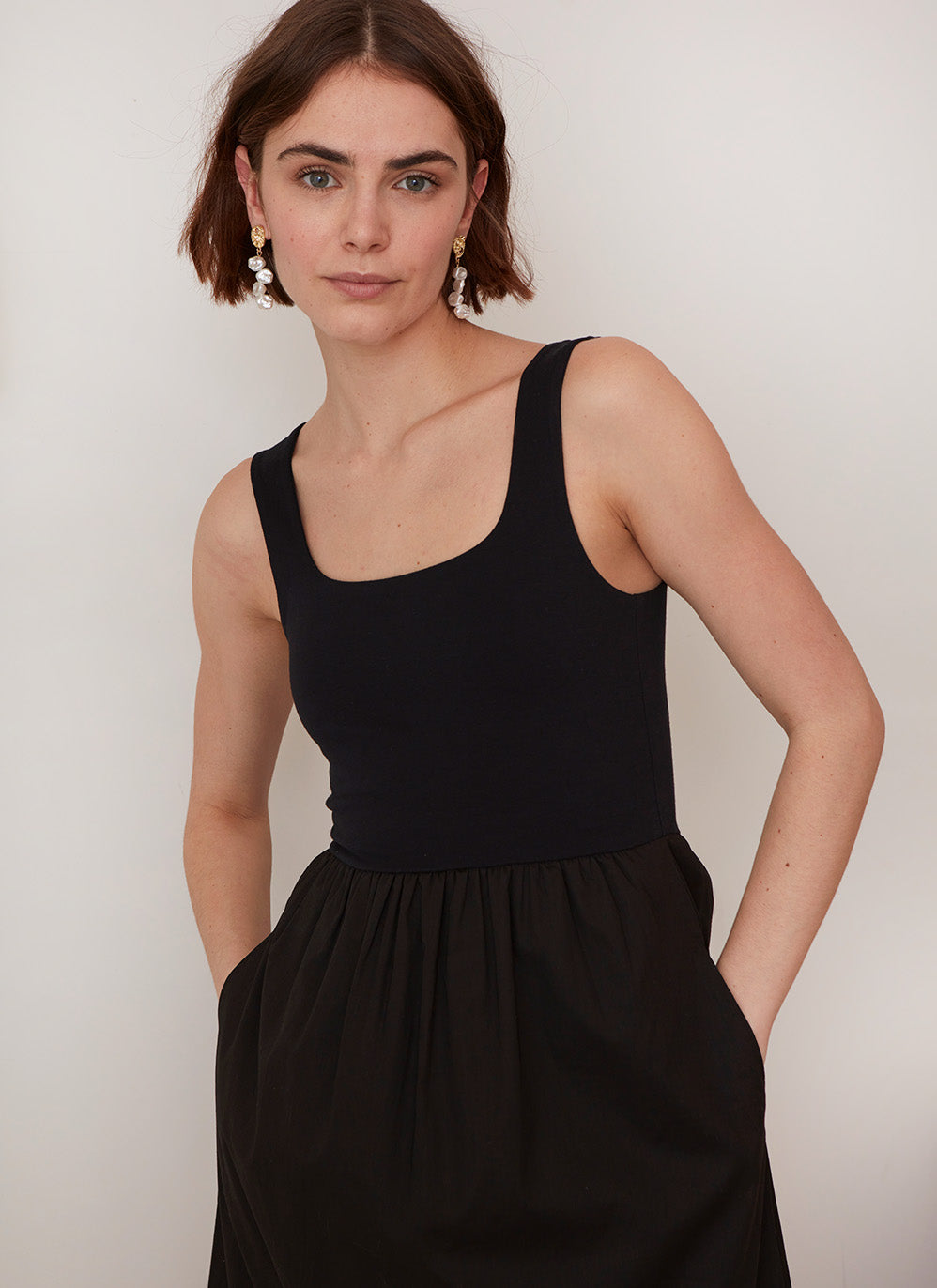 black tank top fit and flare dress