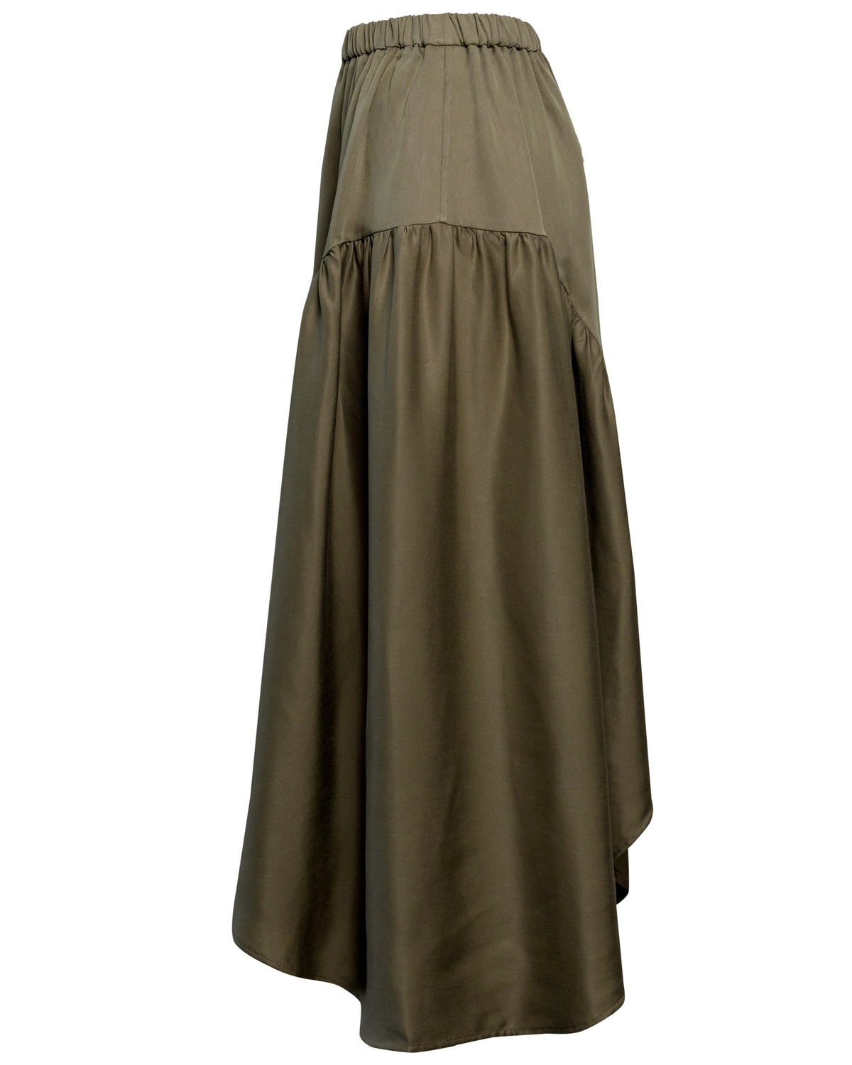 olive green flowy midi skirt sustainable fashion