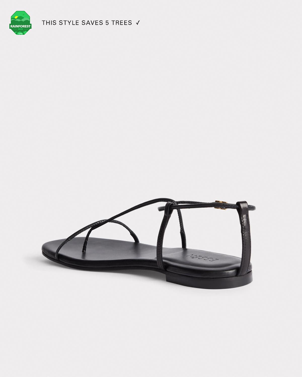 ethical leather flat strappy sandals in black