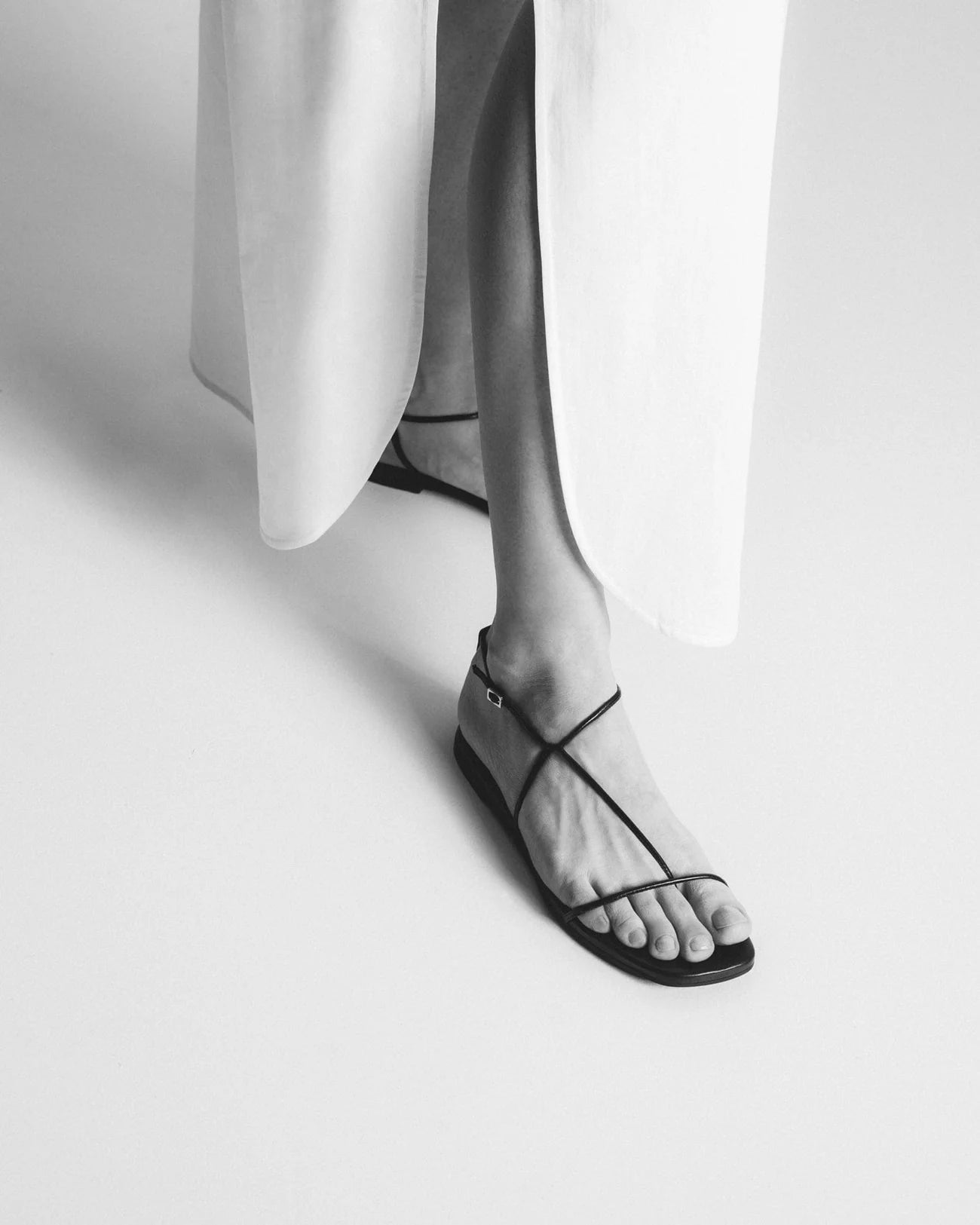 eco-friendly flat black summer sandal