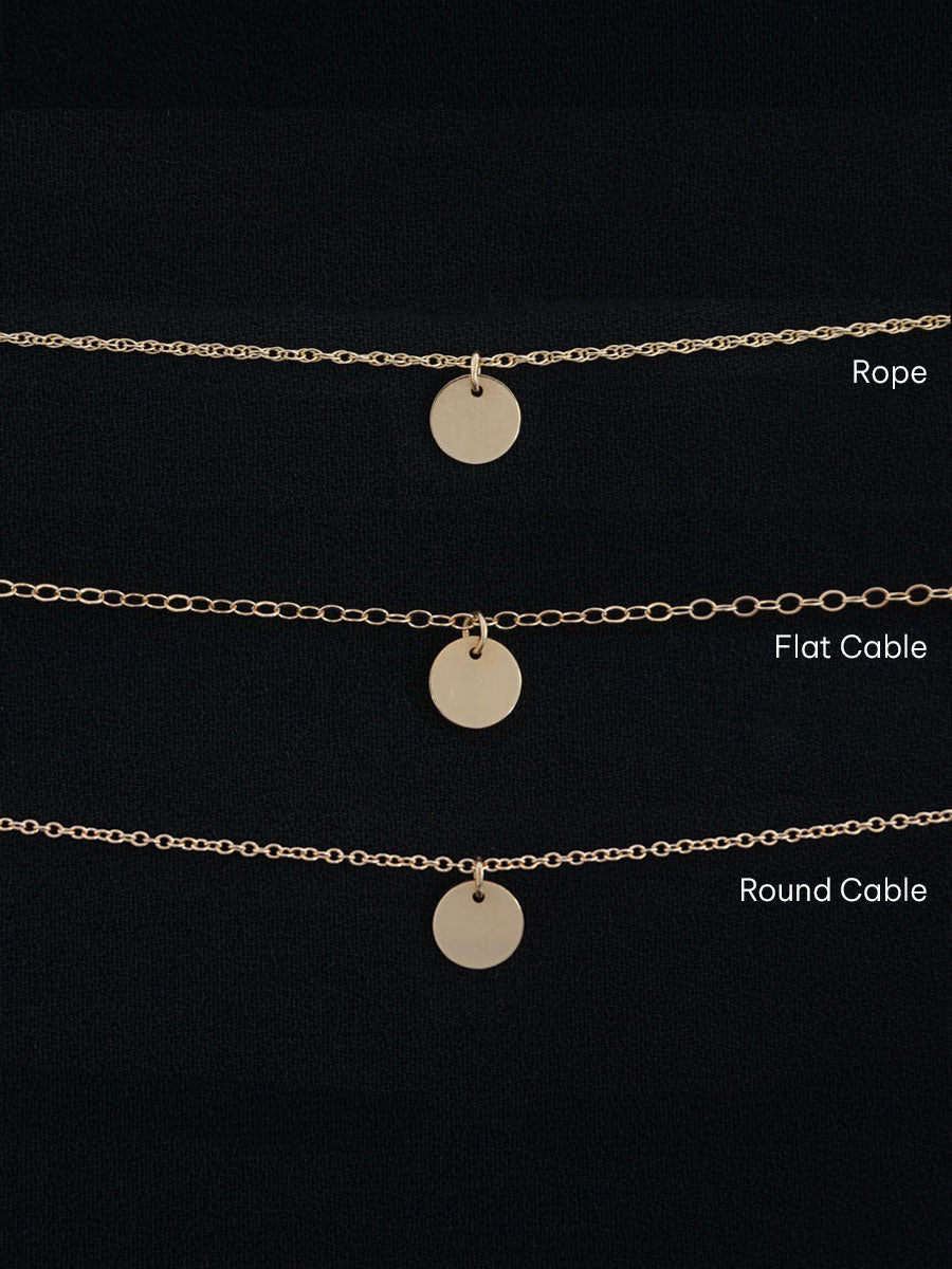 recycled 14k gold tiny coin chain necklace