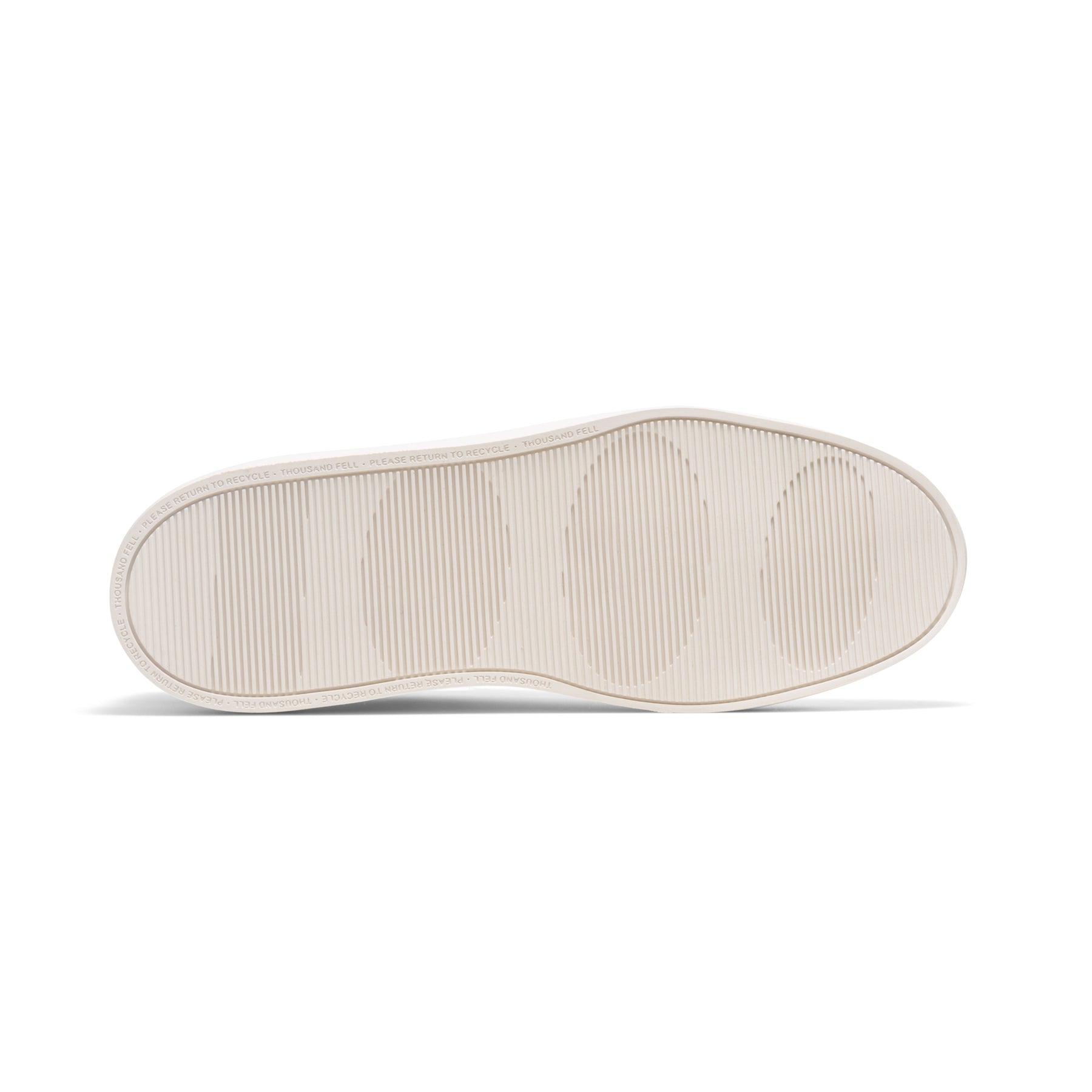 white sole of sustainably made sneakers featuring zero waste innovation
