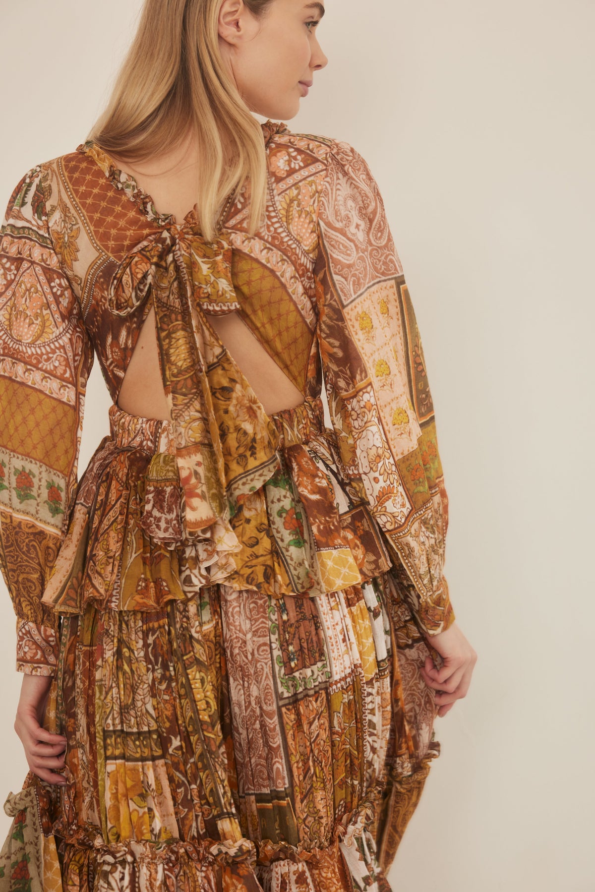 organic cotton printed long sleeve maxi dress for fall