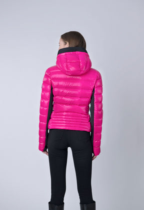 cropped pink repurposed down puffer jacket