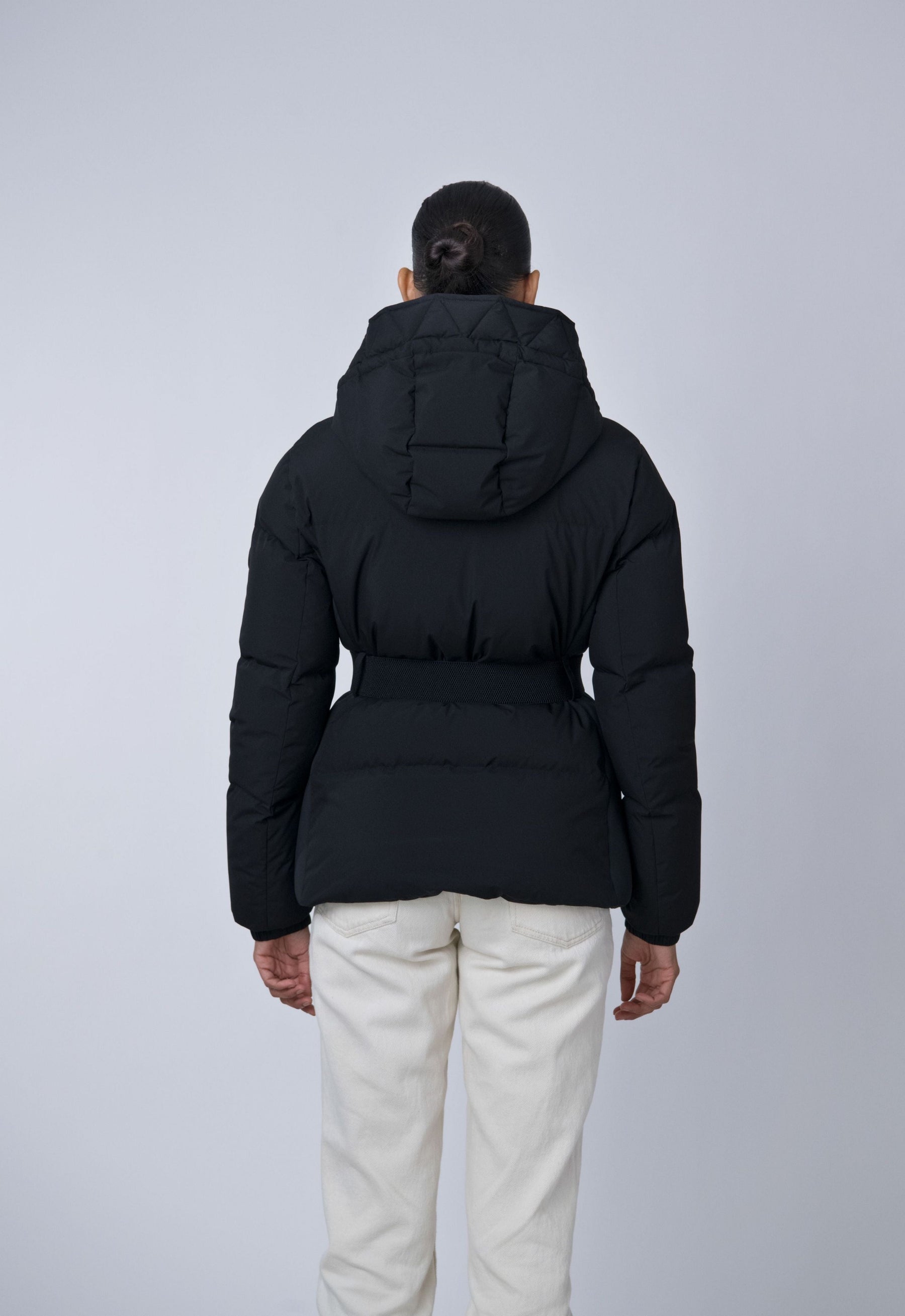 black belted fitted winter coat 