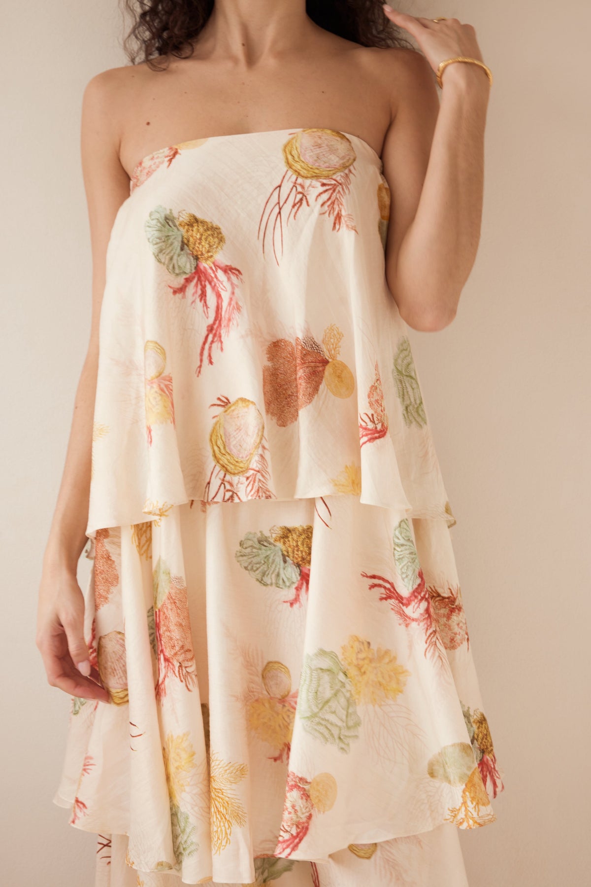 printed summer strapless dress