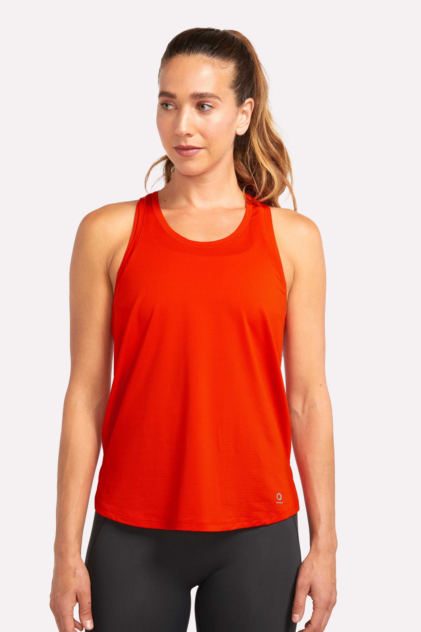 eco friendly racerback workout top in red