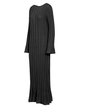 low back maxi black knit dress