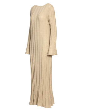 backless beige maxi lightweight knit dress