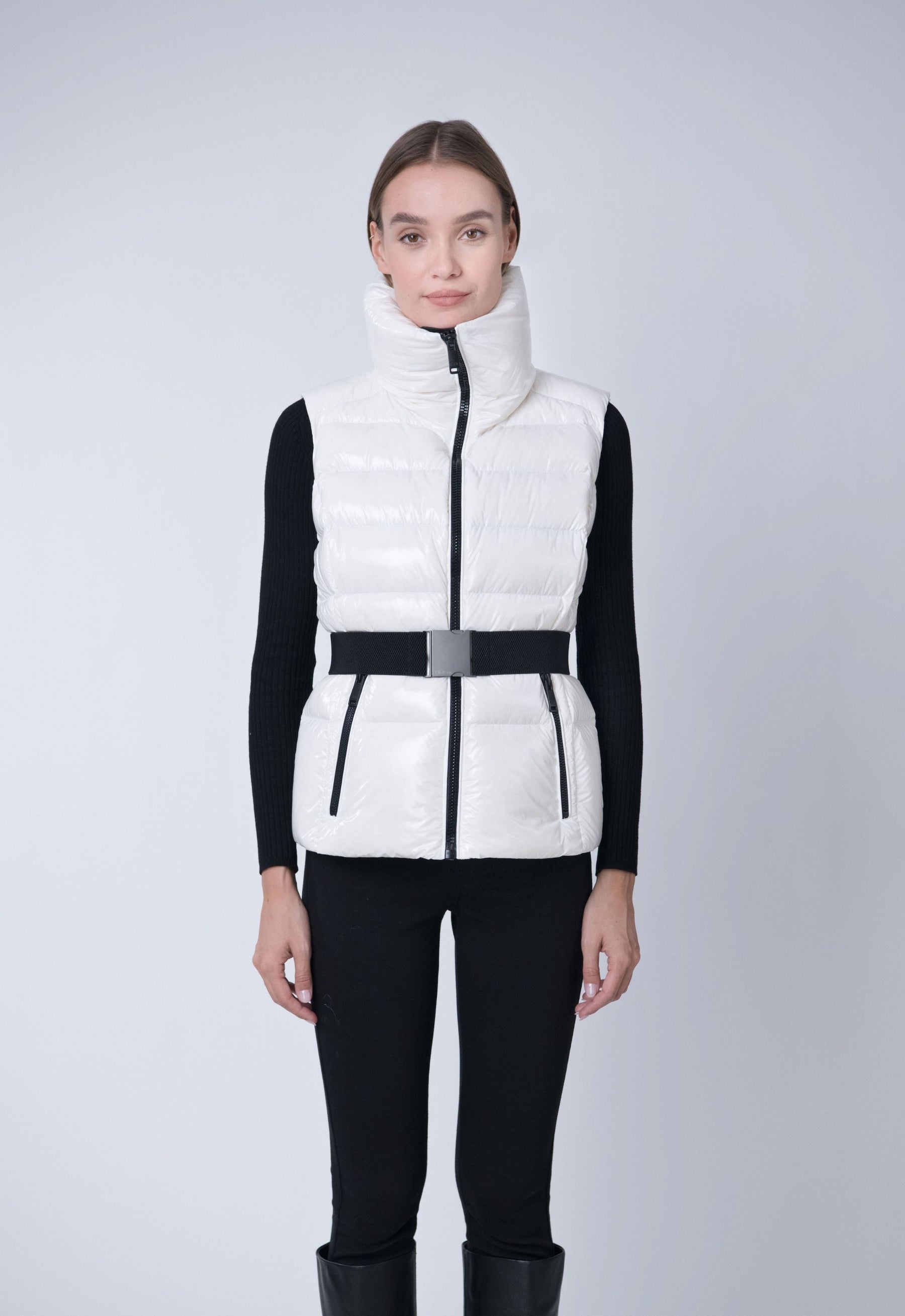 White and Black contrast puffer vest