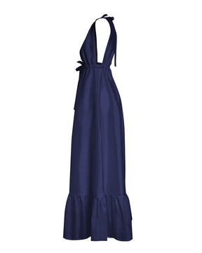Aphaea Silk Taffeta Maxi Dress - Navy Blue