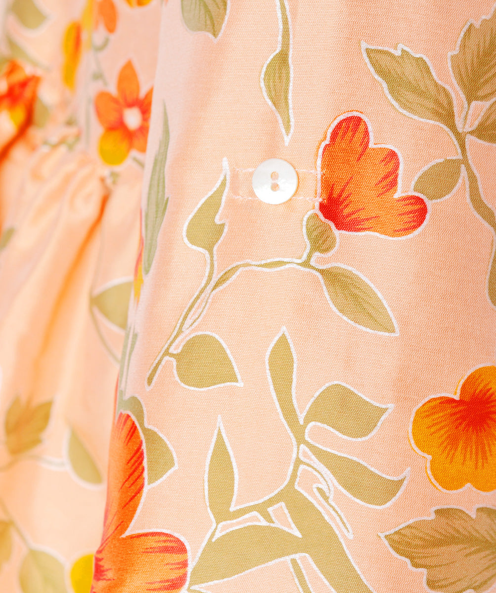 Calliope Shirt Dress Silk - Peach Floral