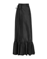Calypso Silk Taffeta Wrap Skirt - Onyx