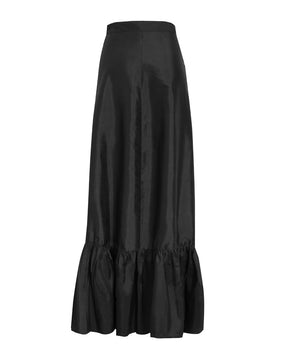 Calypso Silk Taffeta Wrap Skirt - Onyx
