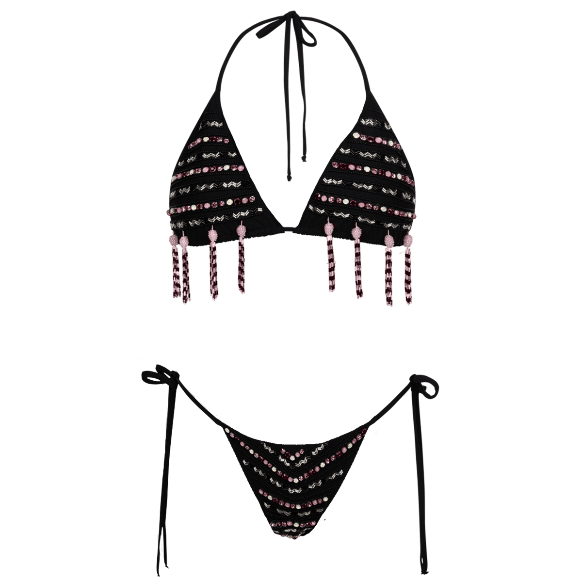 black triangle bikini with embellishment
