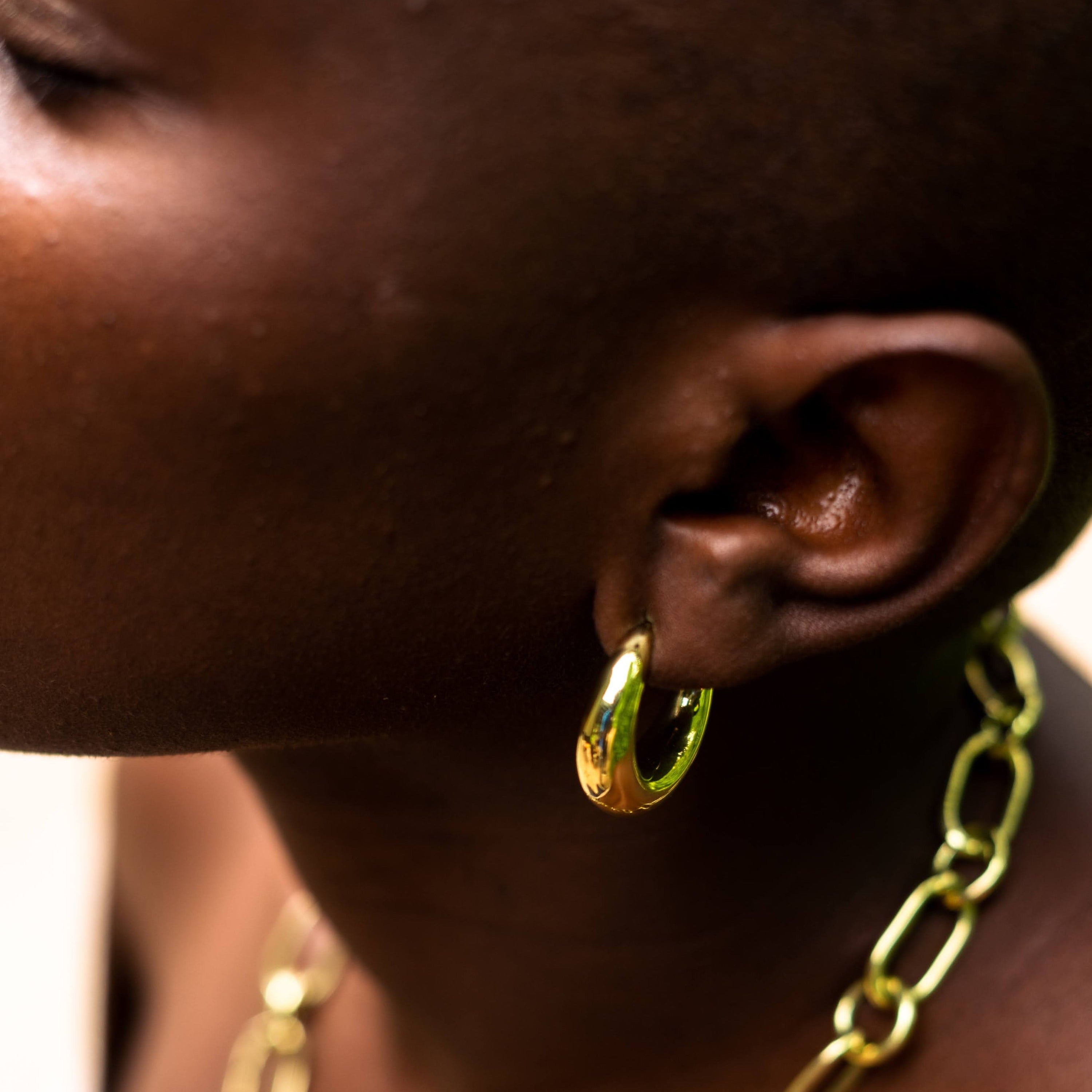statement gold hoop earrings