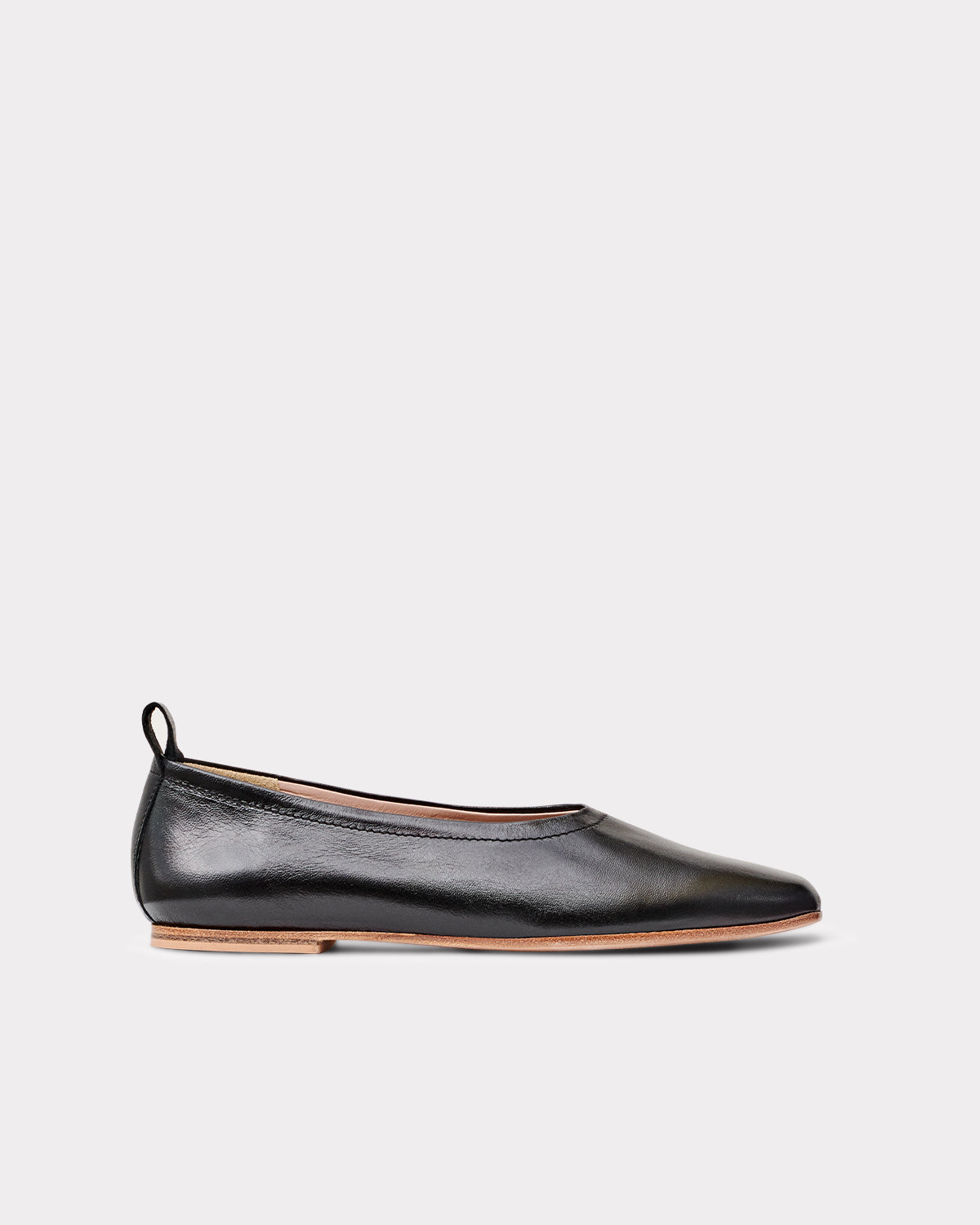 ethically sourced black leather flats 