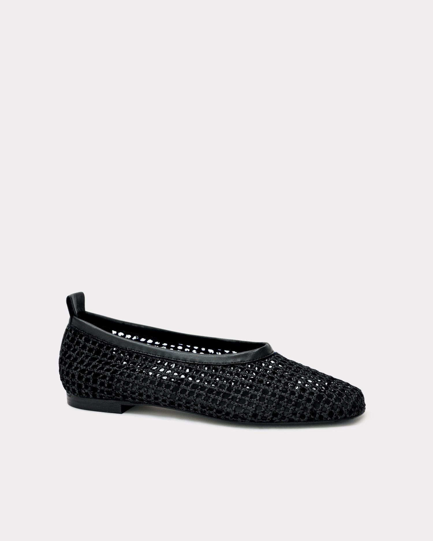 black flats with woven detailing