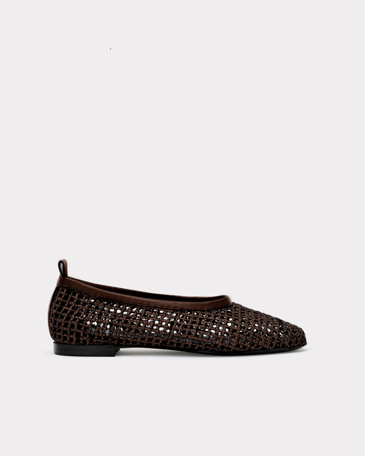 The Foundation Flat - Chocolate Woven Shoes ESSĒN Brown Sustainable Satin 35