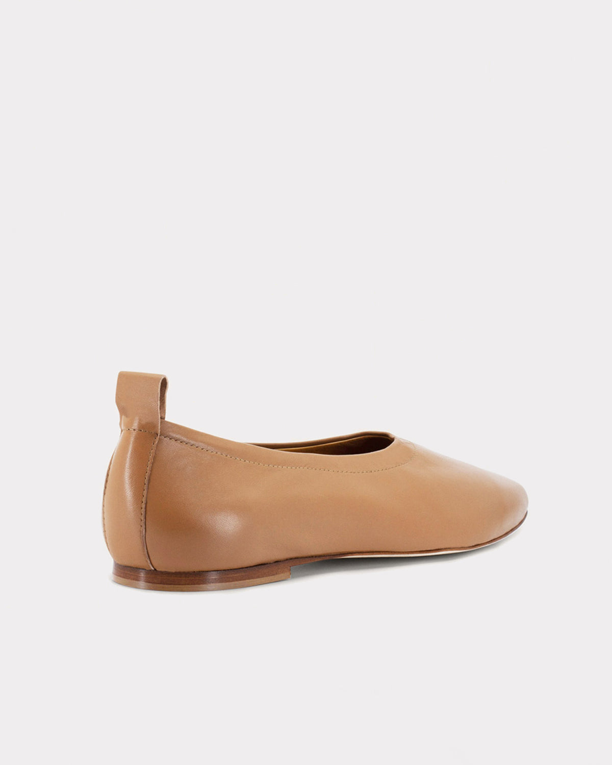 slow fashion leather flats in tan