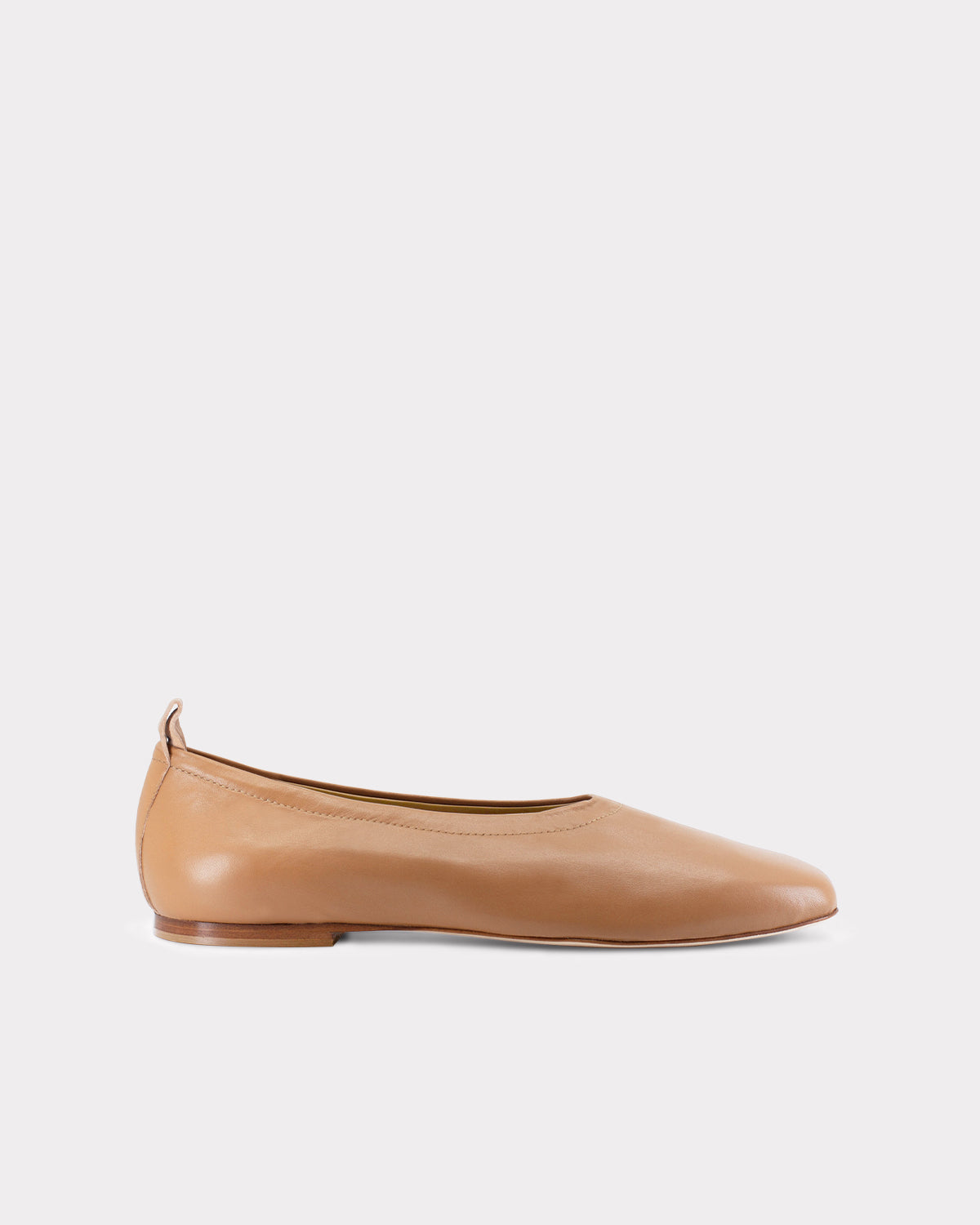 ethically sourced leather flats in tan