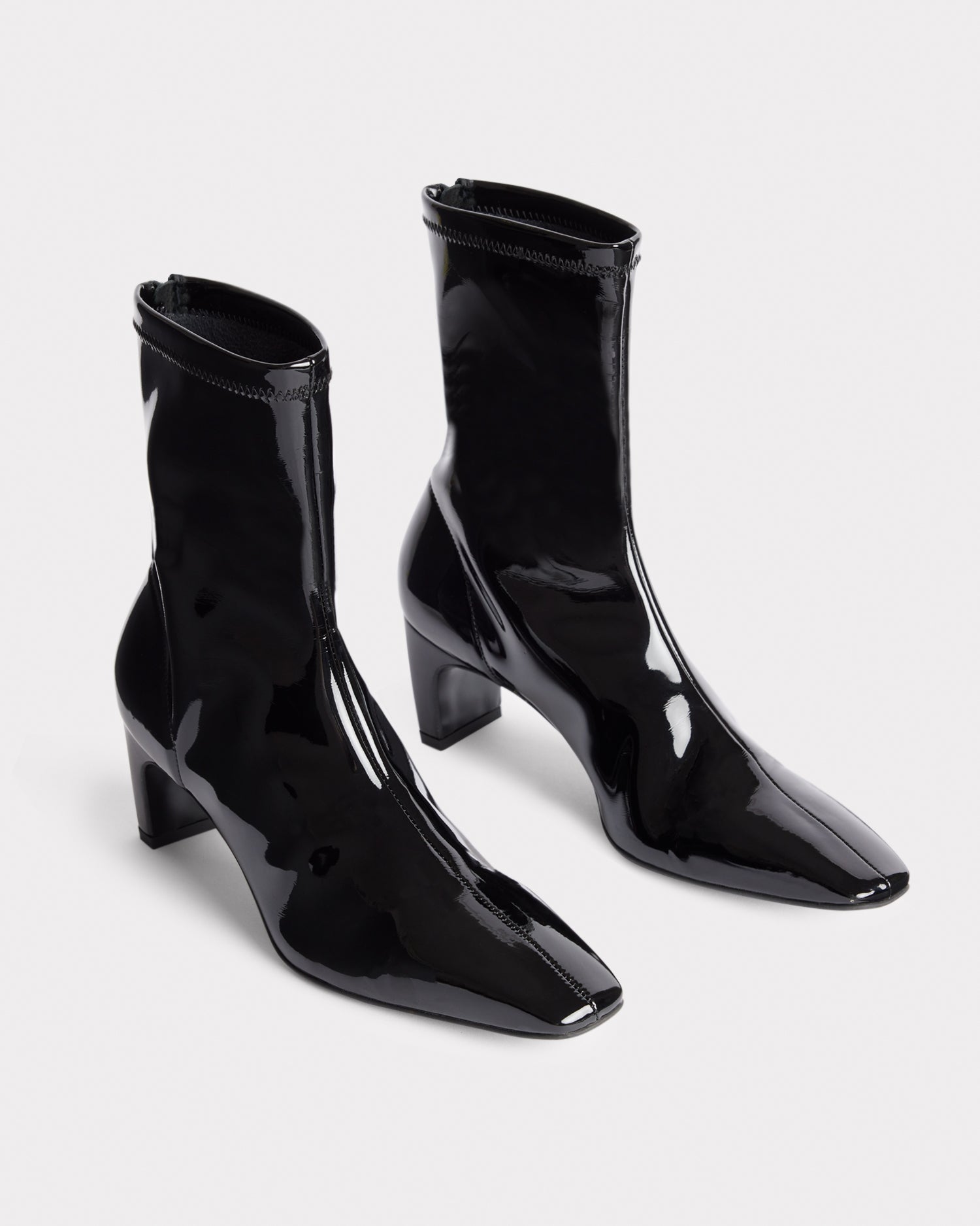 Black Clear Heel Boot ($48) ❤ liked on Polyvore featuring shoes, boots, mid  calf boots, black b… | Leather boots heels, Black patent leather boots,  Clear heel boots