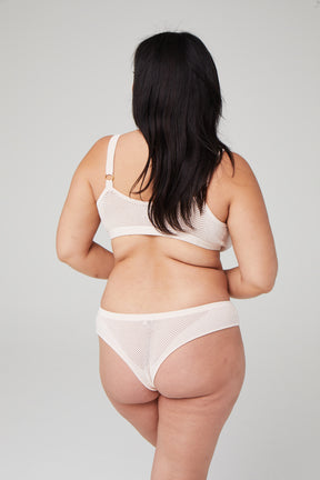 white knit hipster panties made from sustainable materials