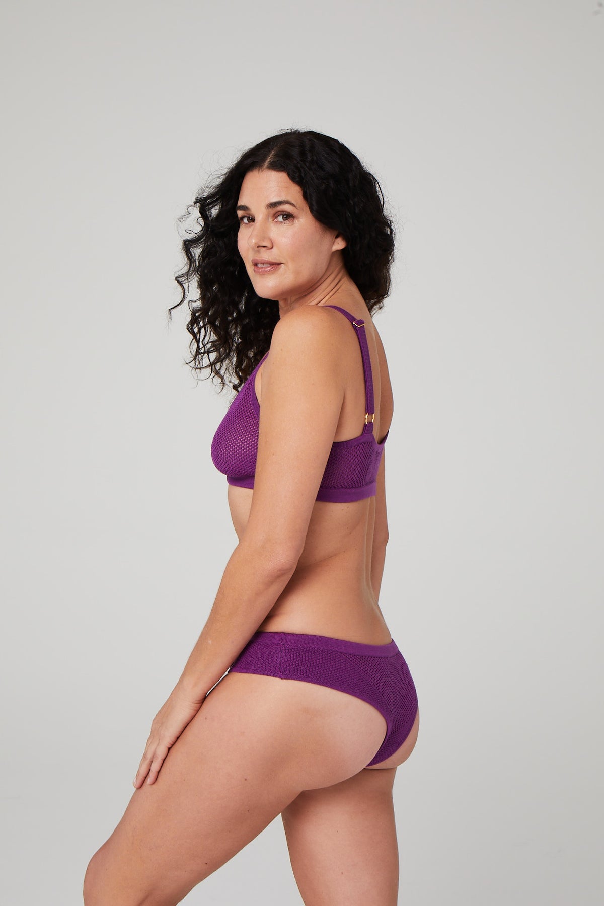 purple cheeky cut hipster panties made from sustainable materials