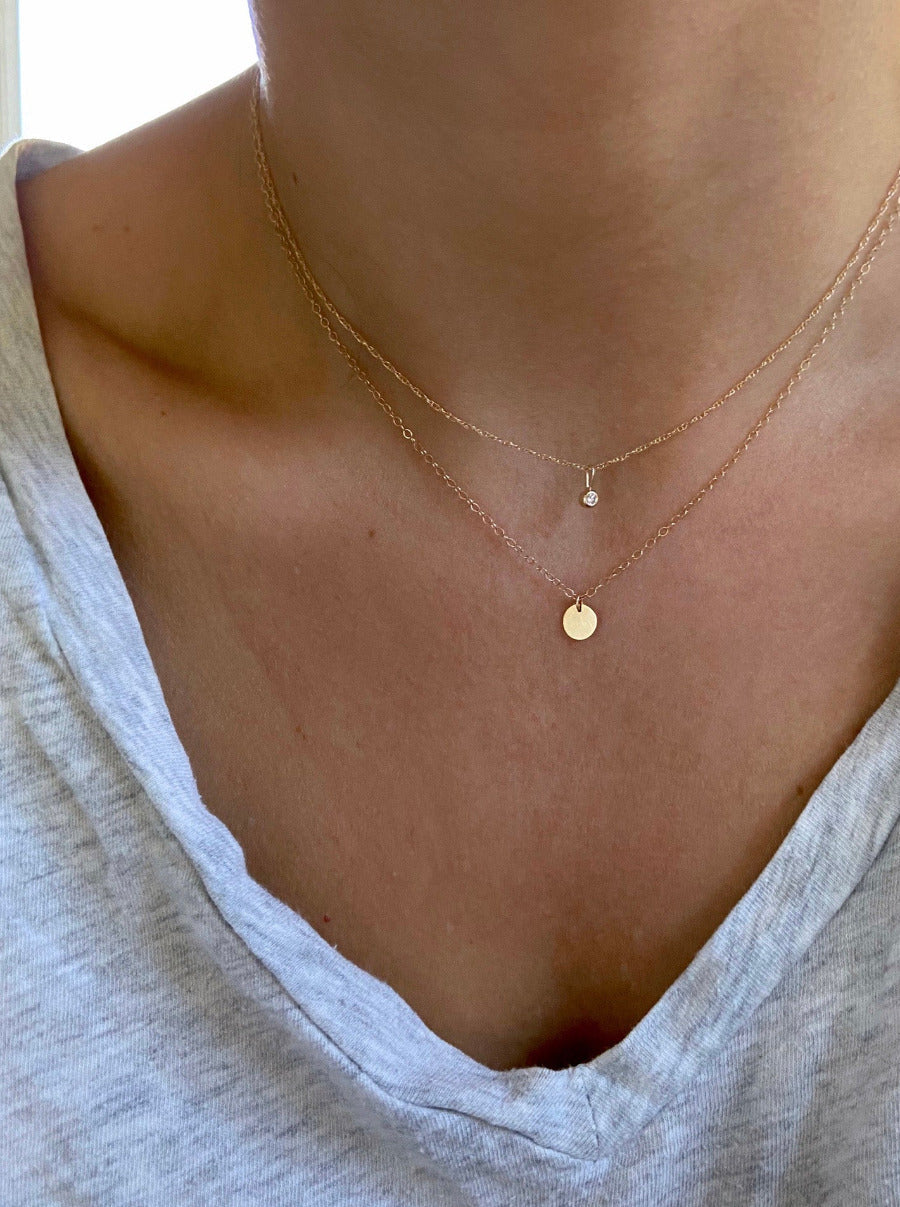 recycled 14k gold petite diamond choker necklace
