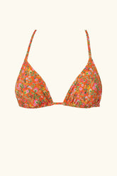 sustainable swimwear orange floral print triangle bikini top