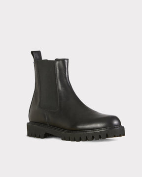 black leather lug sole Chelsea boot