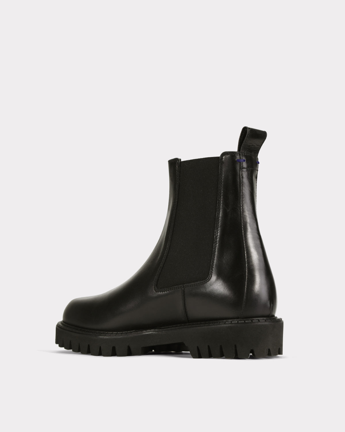 italian leather lug sole ankle boot in black