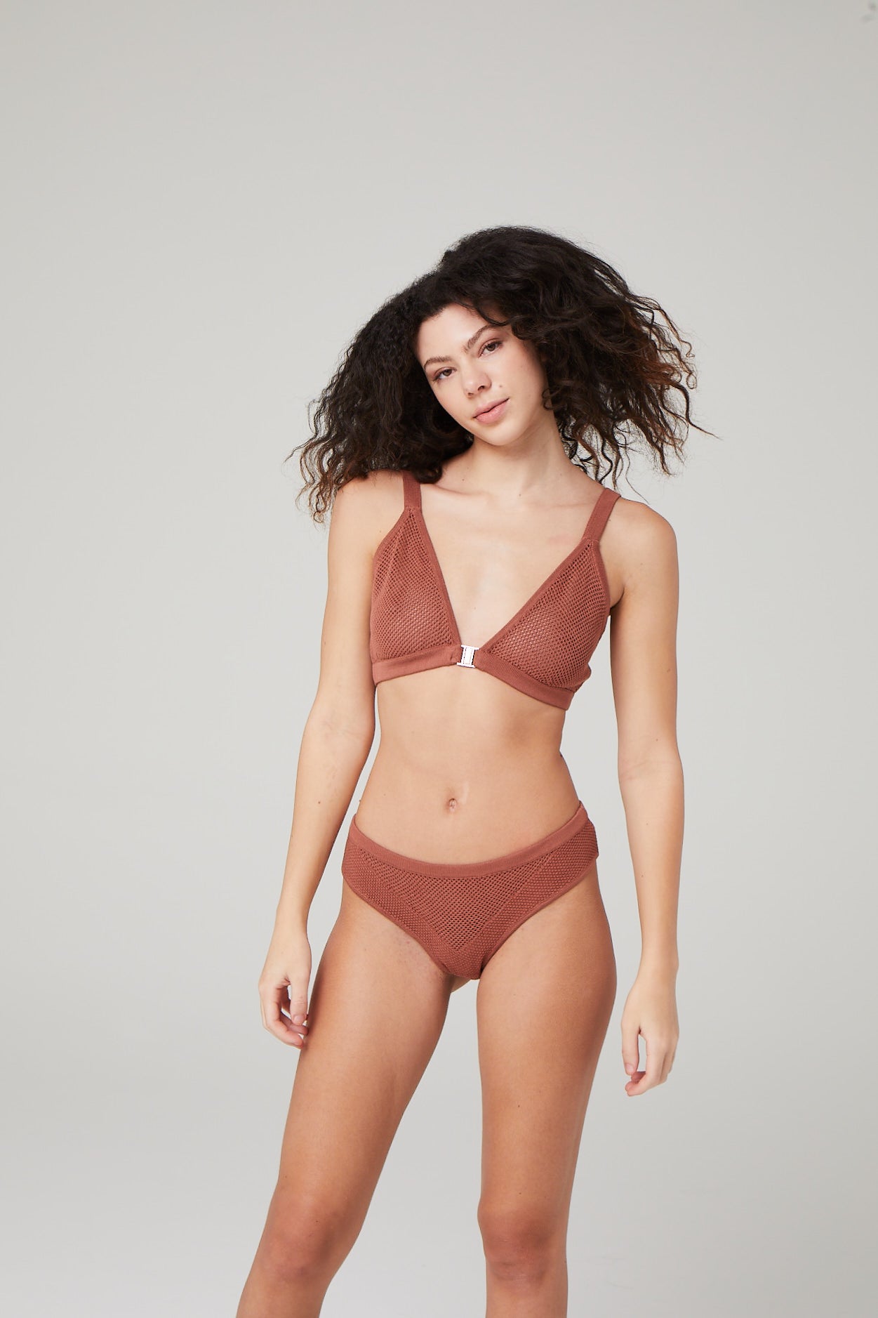 cinnamon brown sustainable hipster knit panty