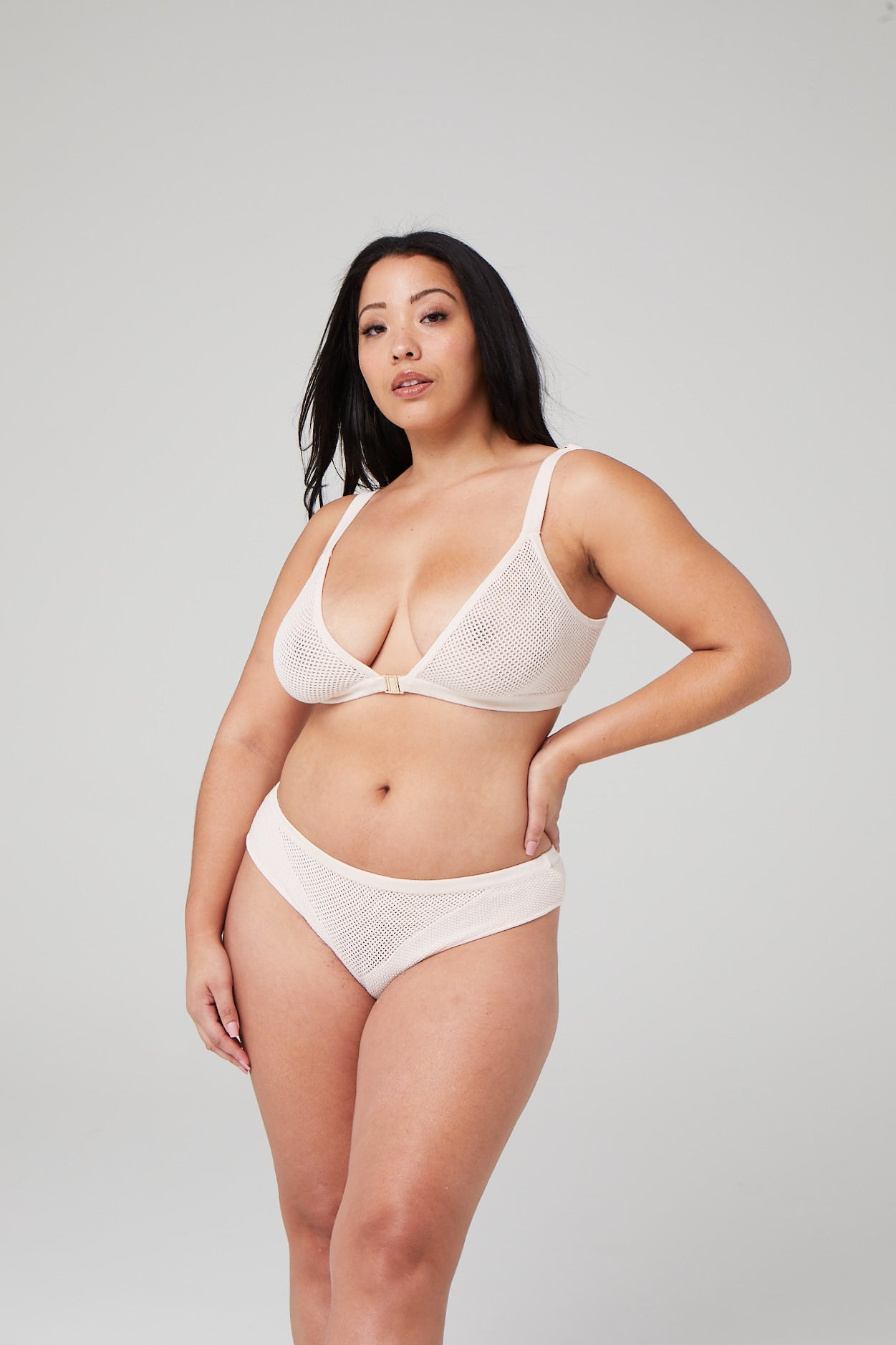 white knit bralette for larger cup sizes