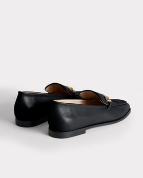 eco chic black leather moccasin made from recycled materials