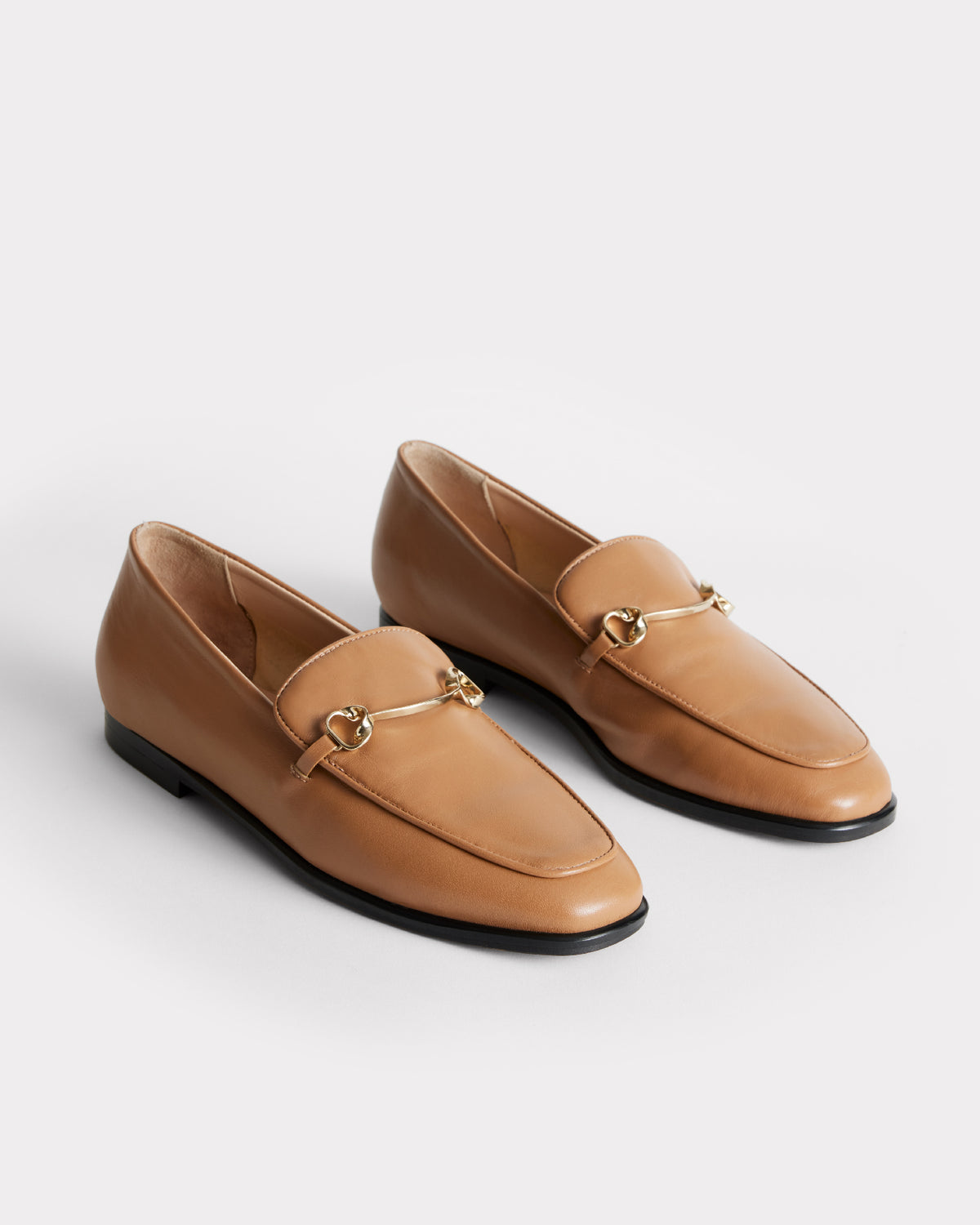 ethically made tan leather loafers