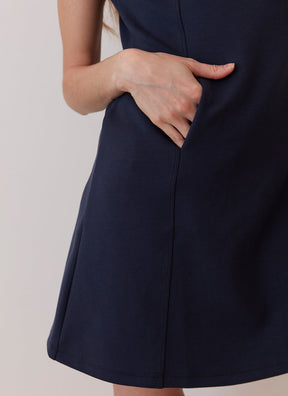 navy blue summer mini dress with side pockets
