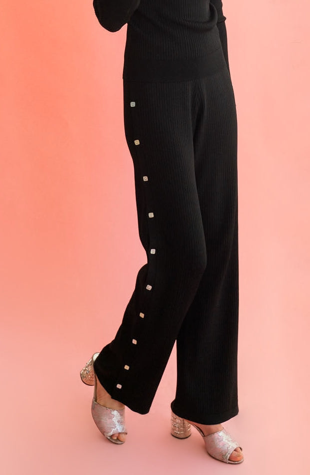 high waisted black lounge pants for matching knit set