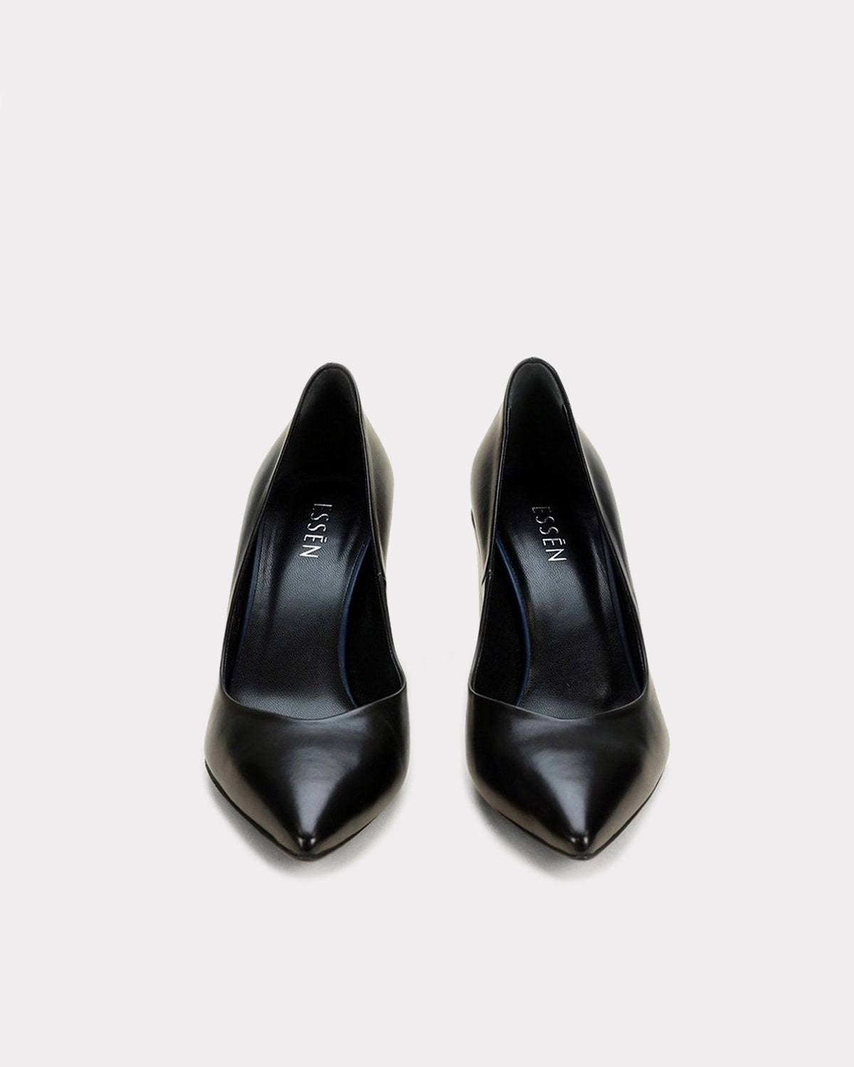 pointed toe pumps made from ethically sourced black leather