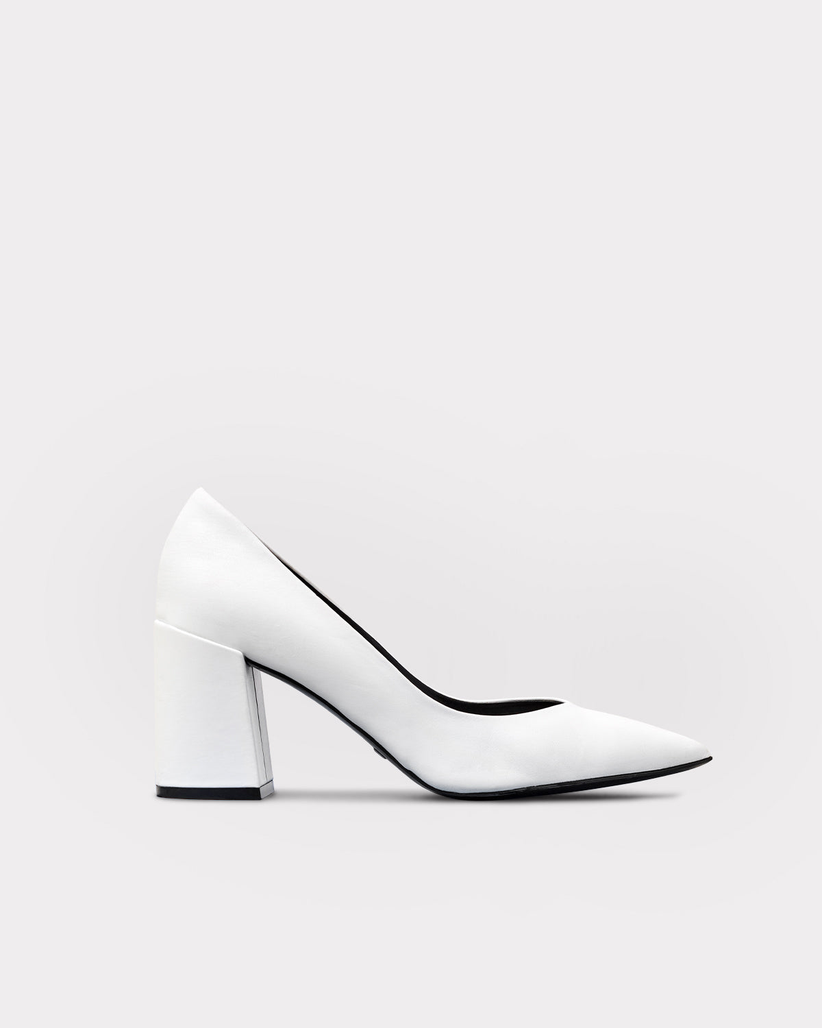 ethical white leather pointed toe pumps with block heel