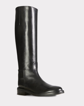 eco friendly black leather riding boots