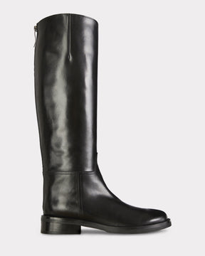 eco conscious knee high black leather riding boots 