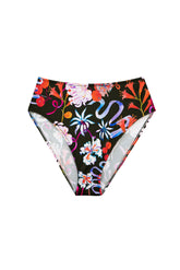 sustainable swimwear high waisted multicolored large flower print bikini bottom