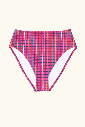 eco conscious swimwear high waisted bikini bottom pink