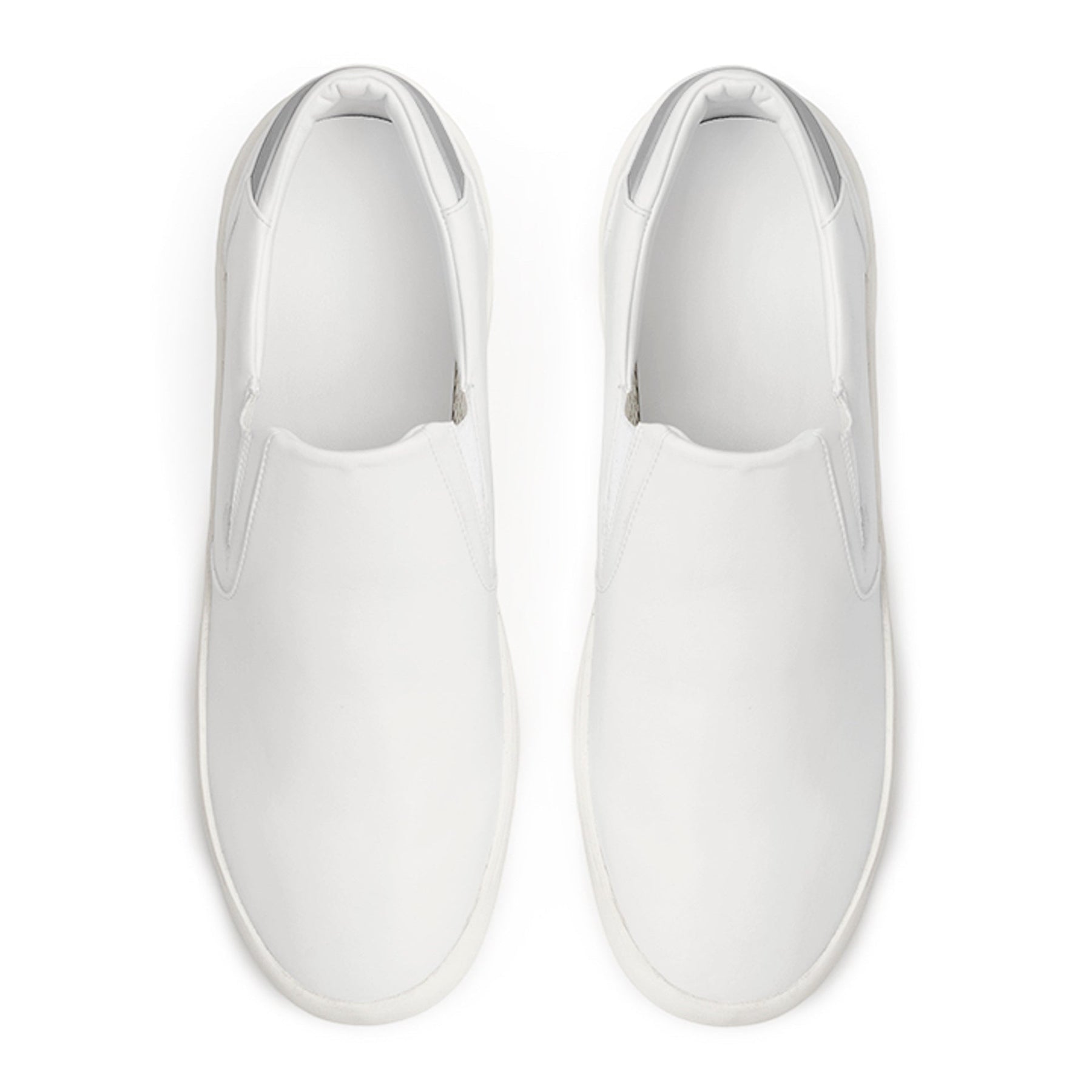 top view of classic white sustainable slip ons 
