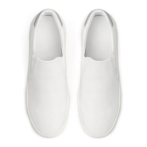 top view of classic white sustainable slip ons 