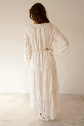 lightweight long sleeve white maxi dress for summer