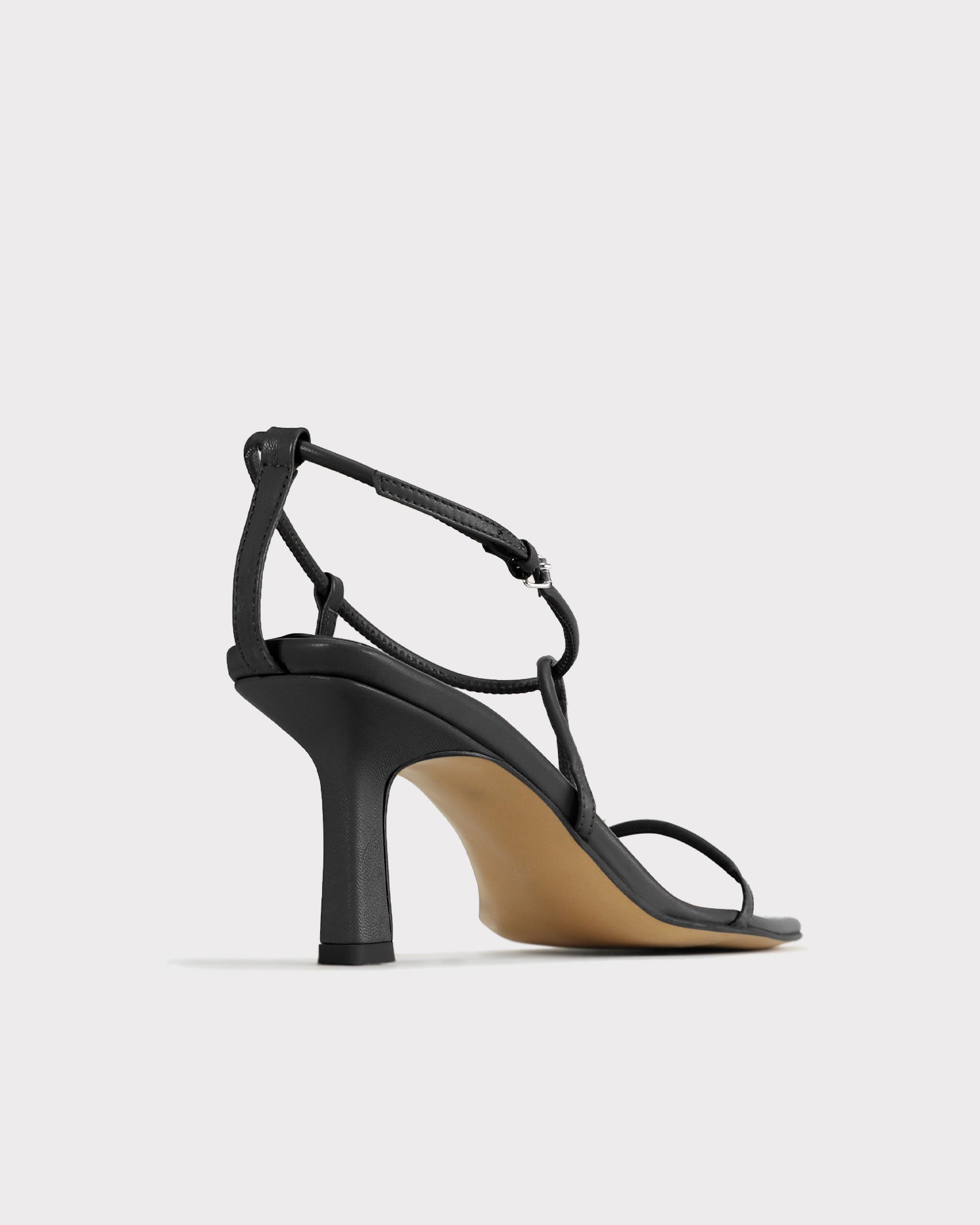 eco chic black strappy evening sandal with heel